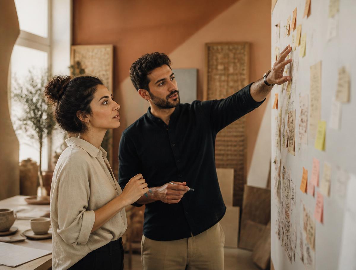 Strategists at a whiteboard